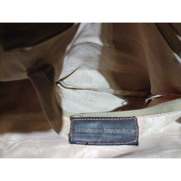 Vintage Lisandro Sarasota Large 2-Tone Brown Leather Engraved Double Handle Bag - Picture 15 of 16